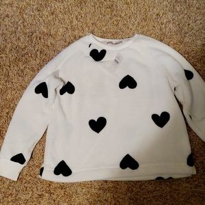 BNWT Loft Women's Sweater Size Small White w/ Black Hearts 🖤🤍